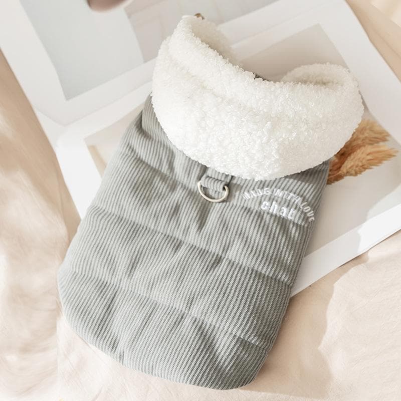 Autumn and Winter Dog Korean Version of Simple Sports Wind Quilting Cotton Hooded Vest Thickened Cotton Coat Cat Teddy Pet Clothes L