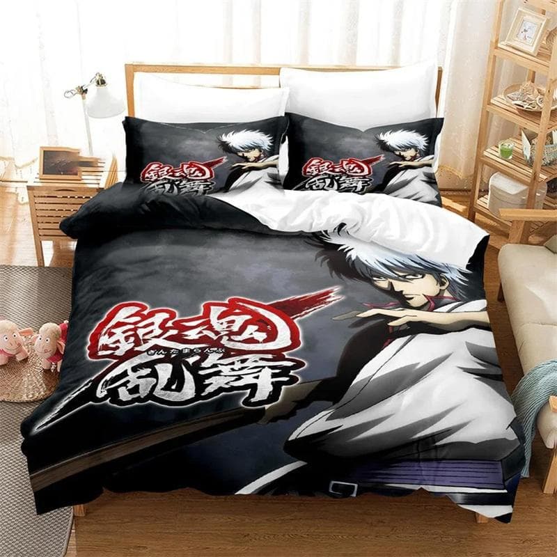 3D Printed Gintama Bedding Set Anime Gintoki Sakata Duvet Cover Double Twin Full Queen King Adult Kids Bedclothes Quilt Cover 135x200cm 2pcs