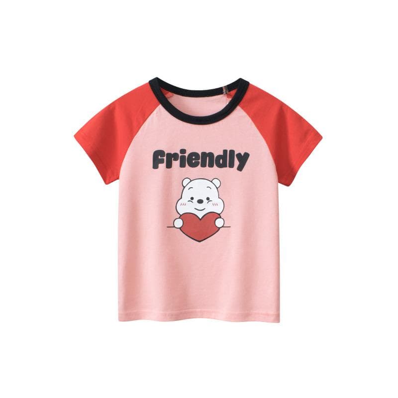 Children's Clothing Children's Short-Sleeved T-shirt Bottoming Baby Girl Little Bear Cartoon Clothes 140cm