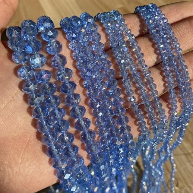 3/4/6/8mm Faceted Round Austria Crystal Beads Shiny Glass Rondelle Spacer Beads for Needlework Jewelry Making Diy Bracelet 15'' 3mm 135-138pcs Beads