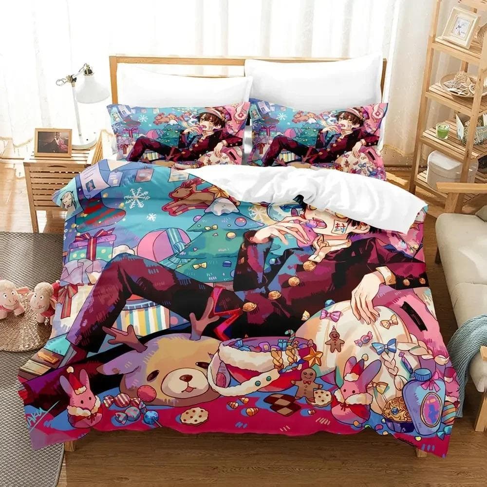 Fashion 3D Printing Anime Toilet-bound Hanako-kun Bedding Set Duvet Cover Sets Comforter Bedding Double Size Adults Kids Gift EU Double 200x200cm