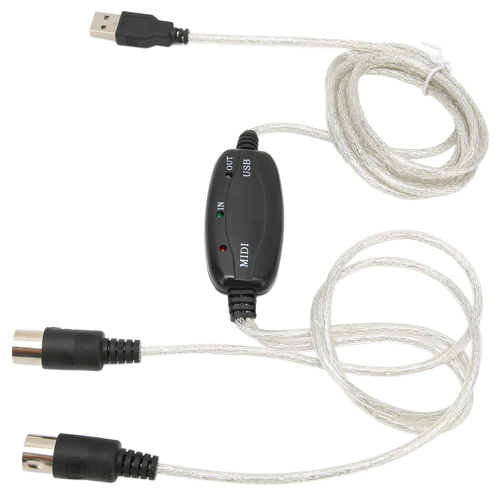 USB to MIDI Cable Converter 16 Channels PC to Synthesizer 2 in 1 MIDI Cord Adapter for Windows