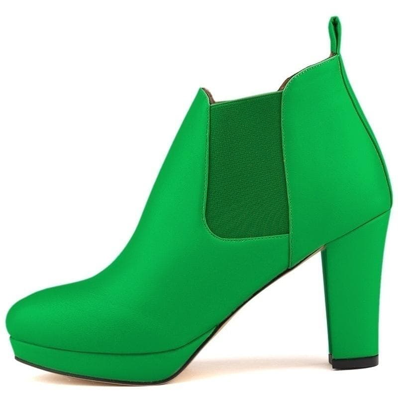 Winter Fashion Women Ankle Boots Thick High Heels Snow Boots Platform Pumps Plus Velvet Keep Warm Women Boots 40 green