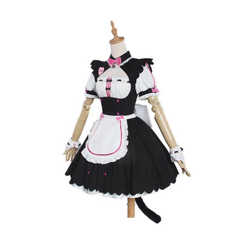 10pcs Sets Party Chocola NEKOPARA Cosplay Chocolahalloween Vanilla Maid Dress Costume Cat Neko Girl NEKOPARA Cosplay Women Costume Game M pink