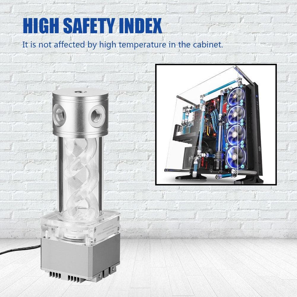 Computer Cylinder Water Cooling Double Helix T Virus Water Pump Tank Set RGB (Silver) silver