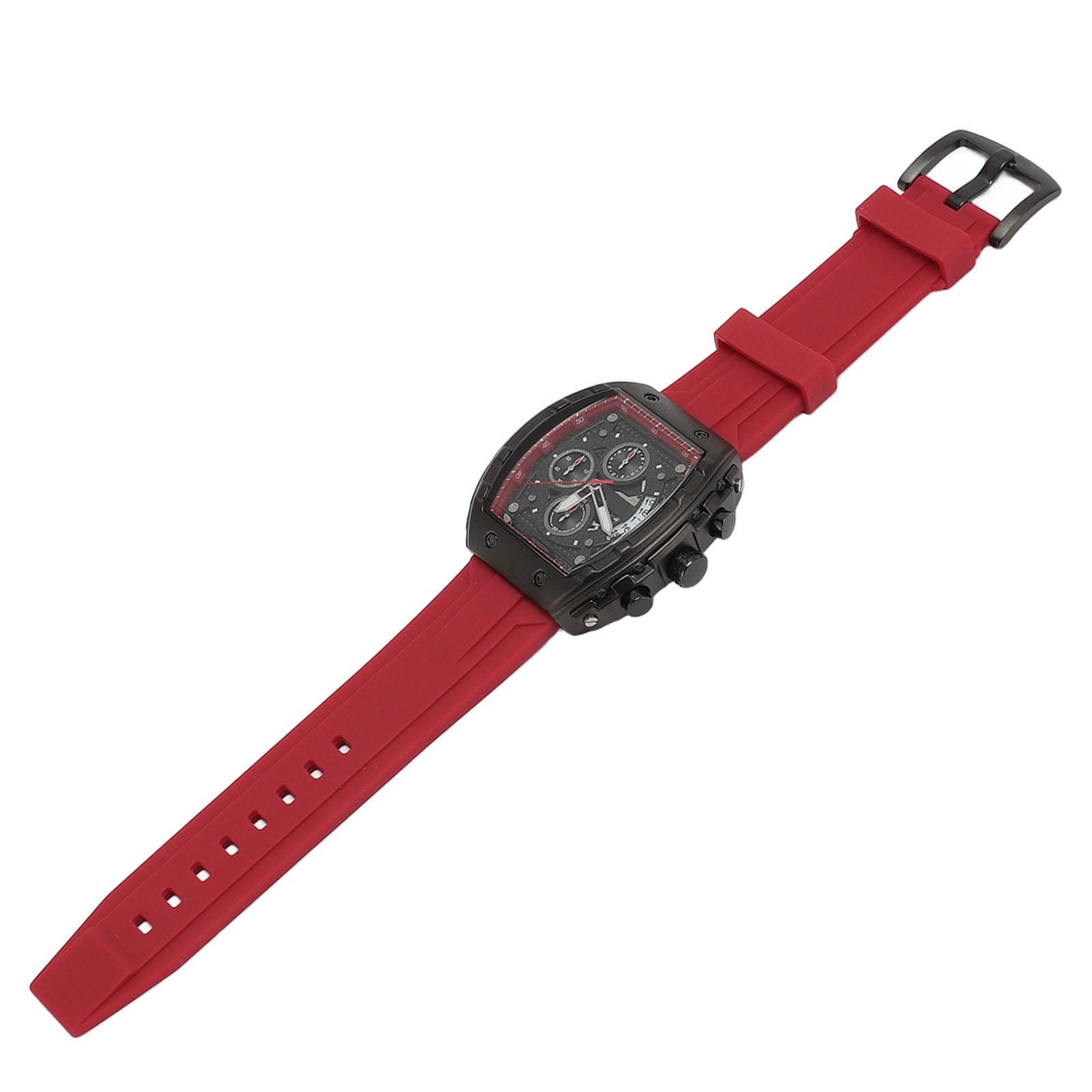 Multifunctional Men Sport Watch 30m Waterproof Rubber Strap Fashionable Digital Display Analog black/red