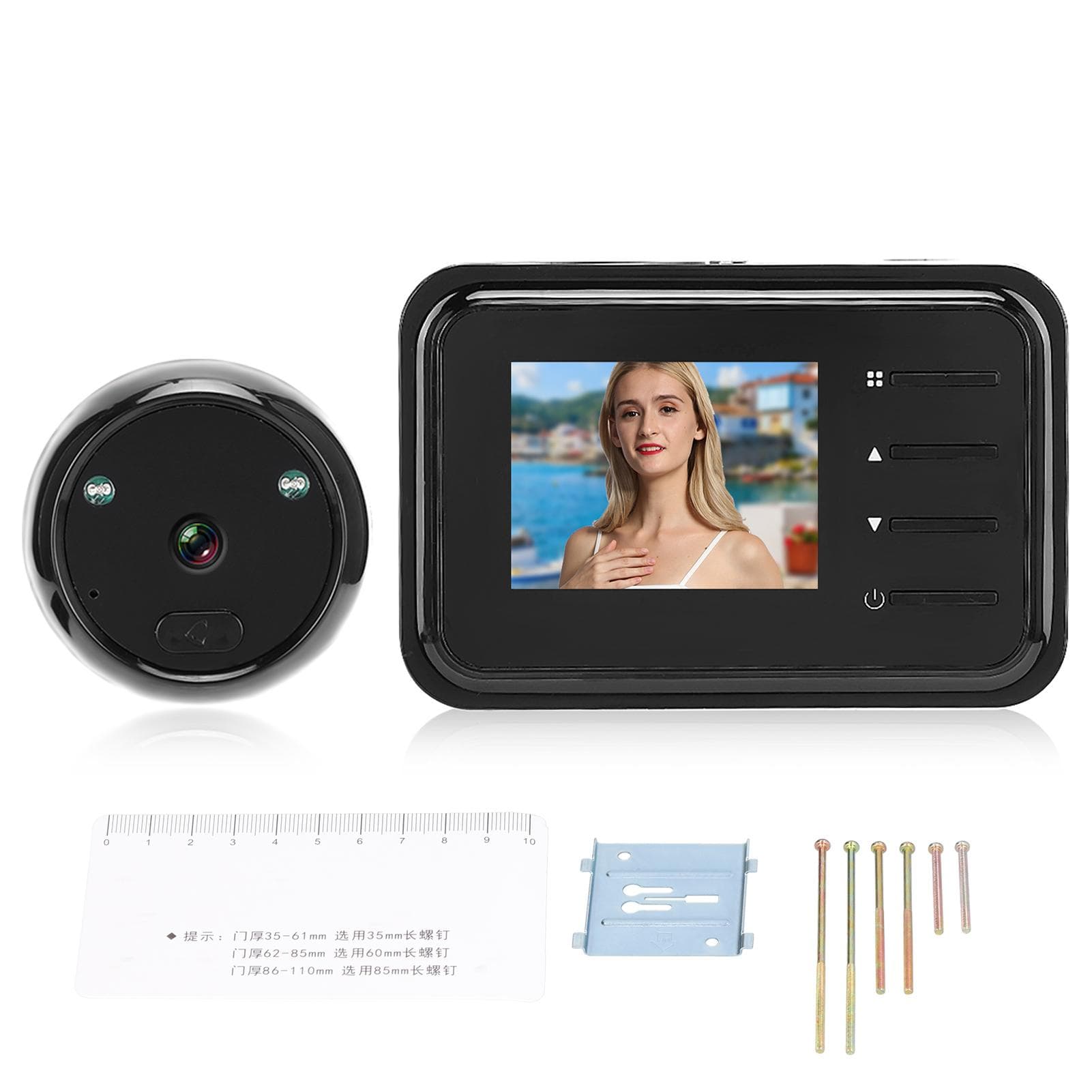 2.4in Video Doorbell Night Vision LCD Digital Camera with 90 degrees WideAngle Lens for Household
