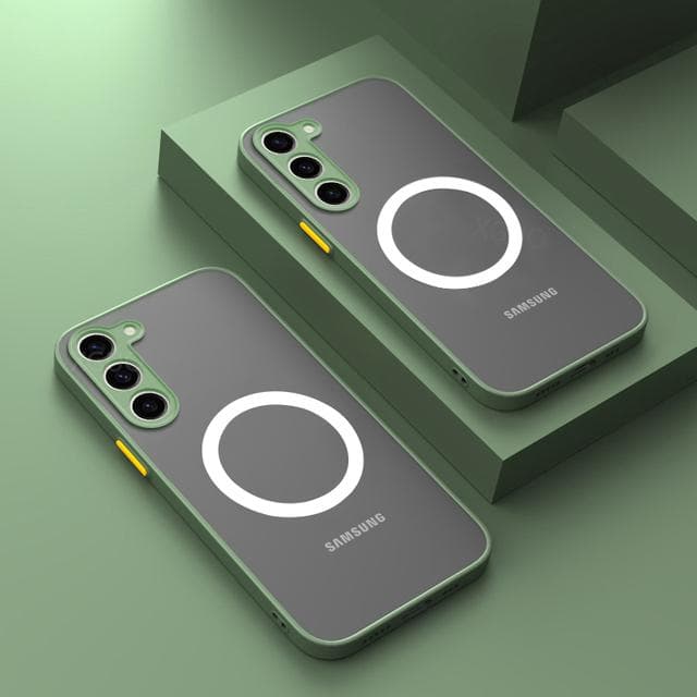 Matte Magnetic Case For Samsung Galaxy S23 S24 S22 S21 S20 S25 Ultra Plus FE A14 A24 A54 A53 A35 A34 A15 A25 A55 A16 A56 Frosted Wireless Charge Cover Samsung Galaxy S21 FE green