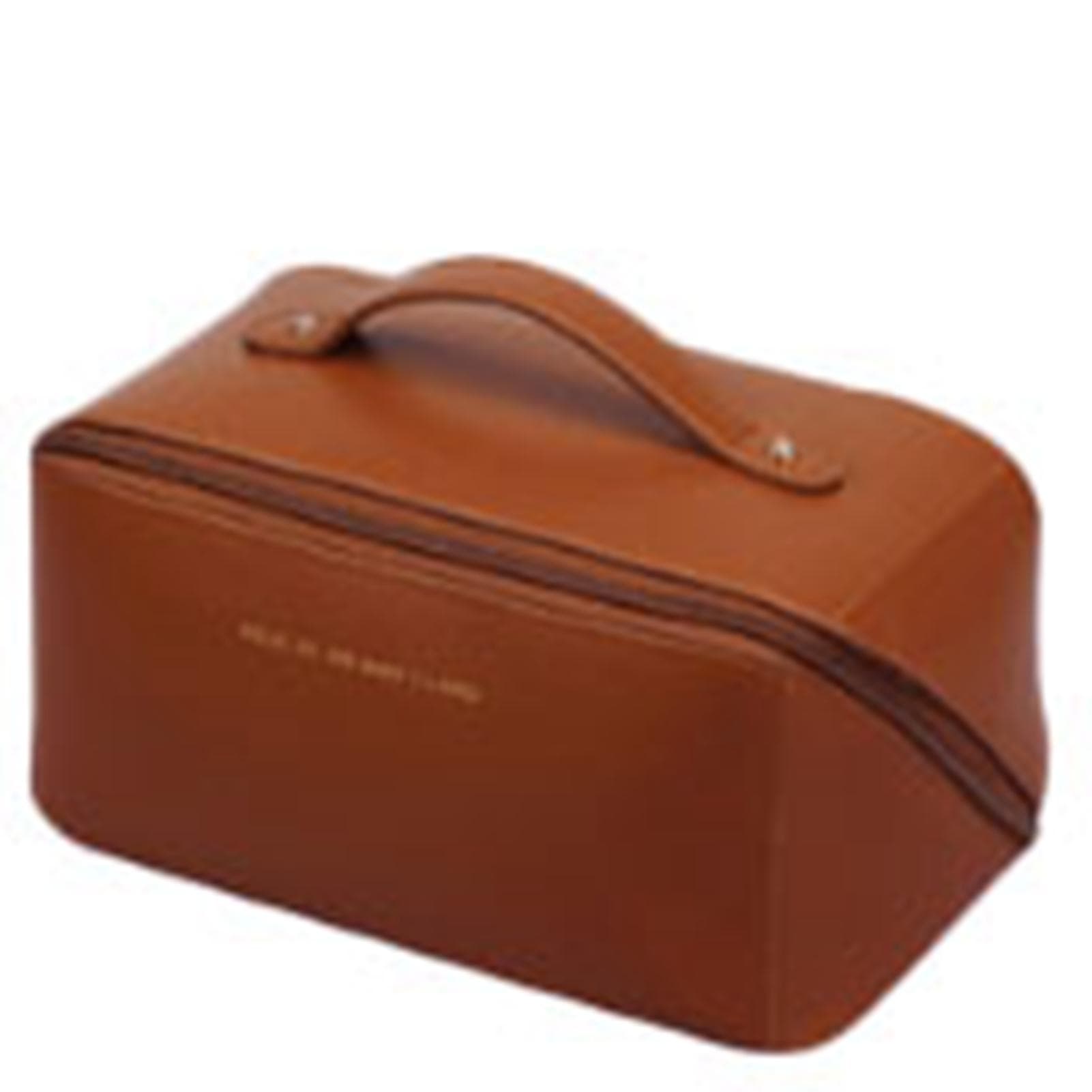 Toiletry Bag PU Waterproof Large Capacity Compartment Design Portable Delicate Cosmetic Make Up Bag brown