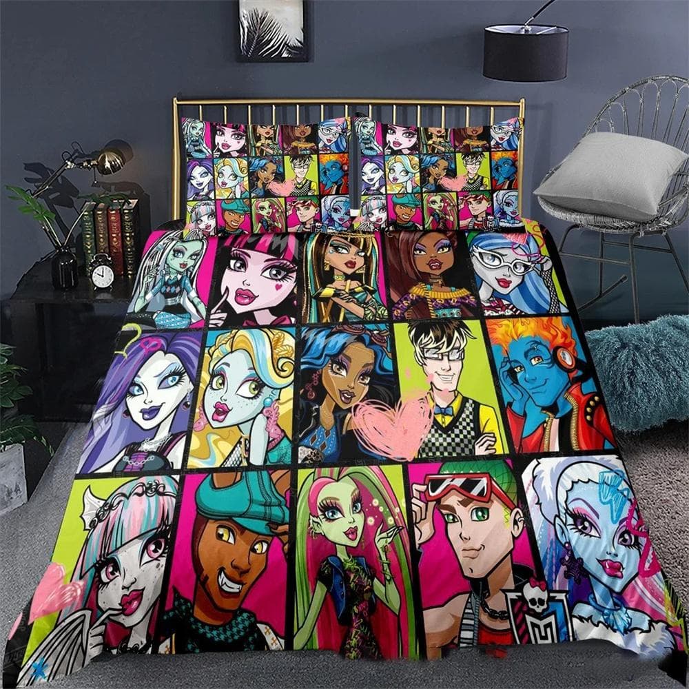 3D Printed Monster High Bedding Set Duvet Cover Bedroom Comforter Covers Single Twin King Size Quilt Cover Home Textile 2/3PCS 150X200cm-3pcs