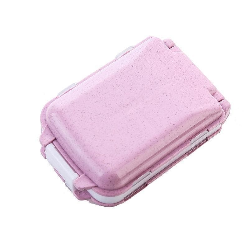 Creative Sealed Three Layer Small Medicine Box Portable Foldable Three Section Medicine Box 8-compartment Mini Storage Boxes pink