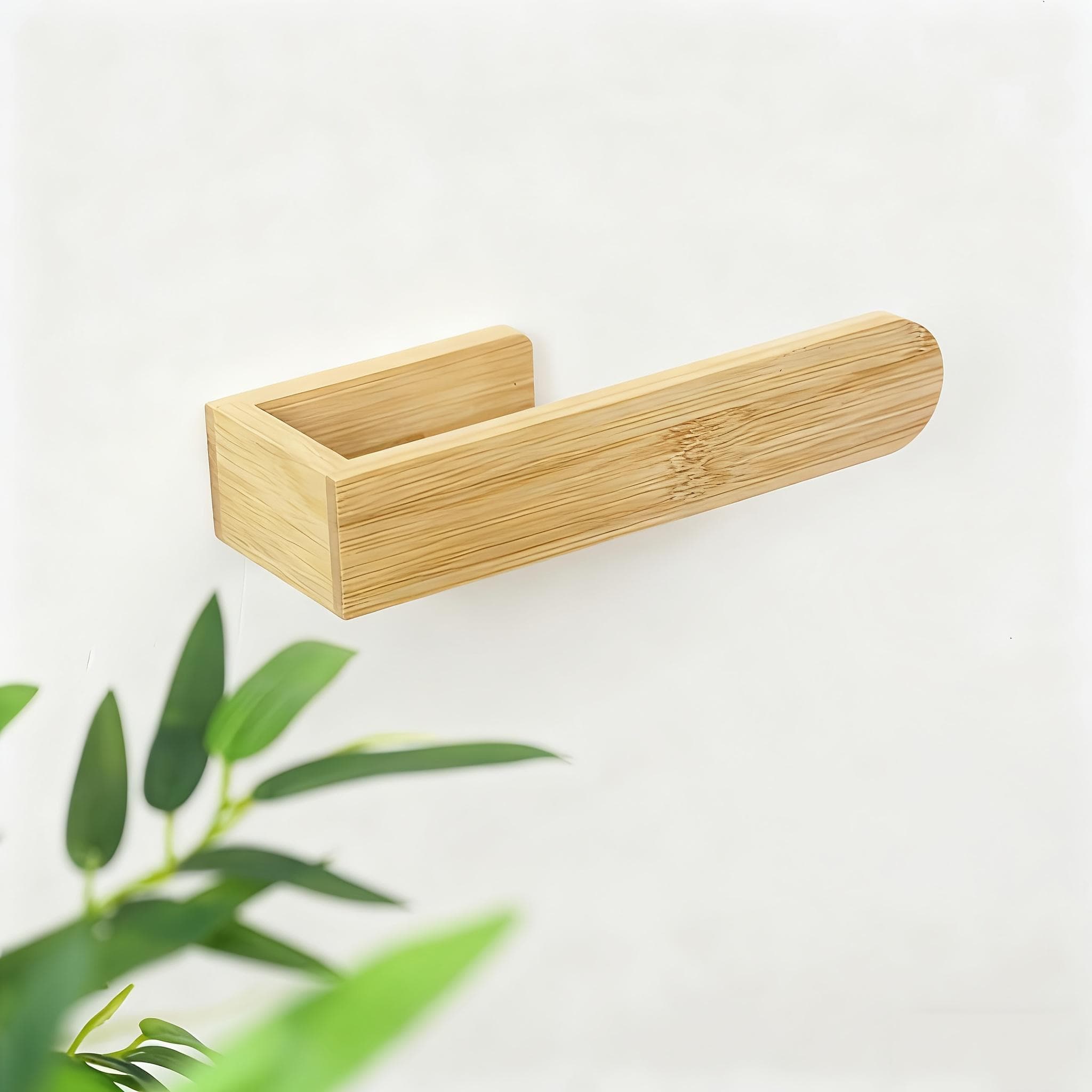 1Pc Bamboo Towel Bar | Adhesive Mount No Drill Towel Holder, Space Saving Organizer for Home Bathroom/Kitchen