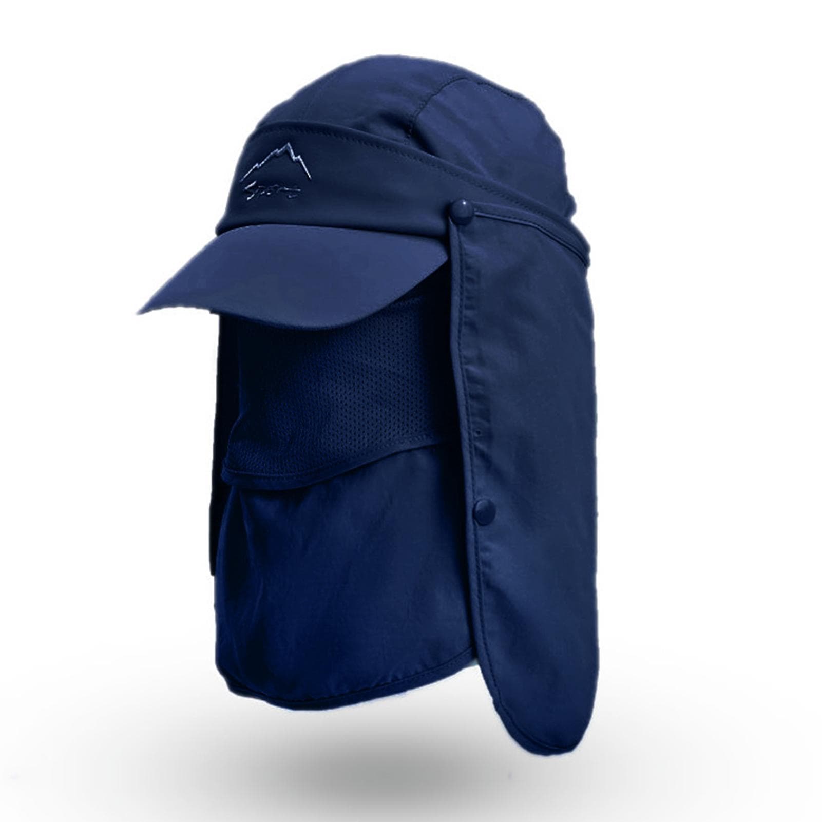 Sun Cap with Removable Face Neck Cover Flap Quick Dry Breathable Fishing Hat Summer Outdoor Sun navy blue