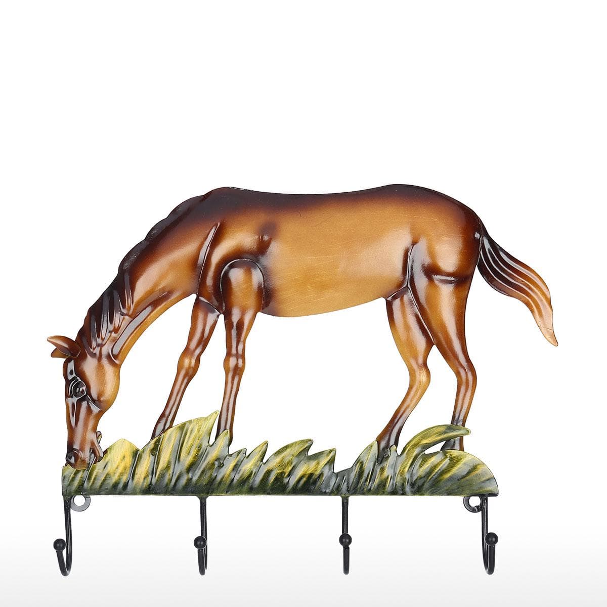 Tooarts Horse Wall Hook Decorative Iron Wall Hanger Wall Mounted Coat, Key, Hat Hook Vintage Design coffee