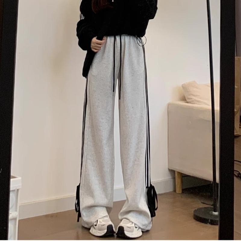 Women's Spring and Autumn New High-waist Loose Casual White Gray Black Chenille Spandex 3XL