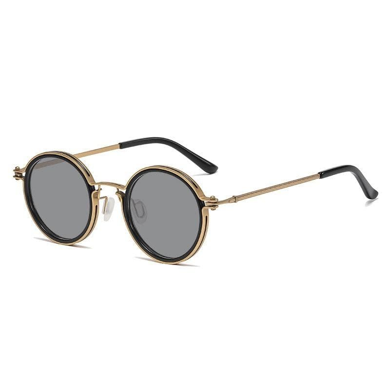 Fashion Metal Small Frame Circular Retro Men Sunglasses UV Protection Hip Hop Street Photography Glasses