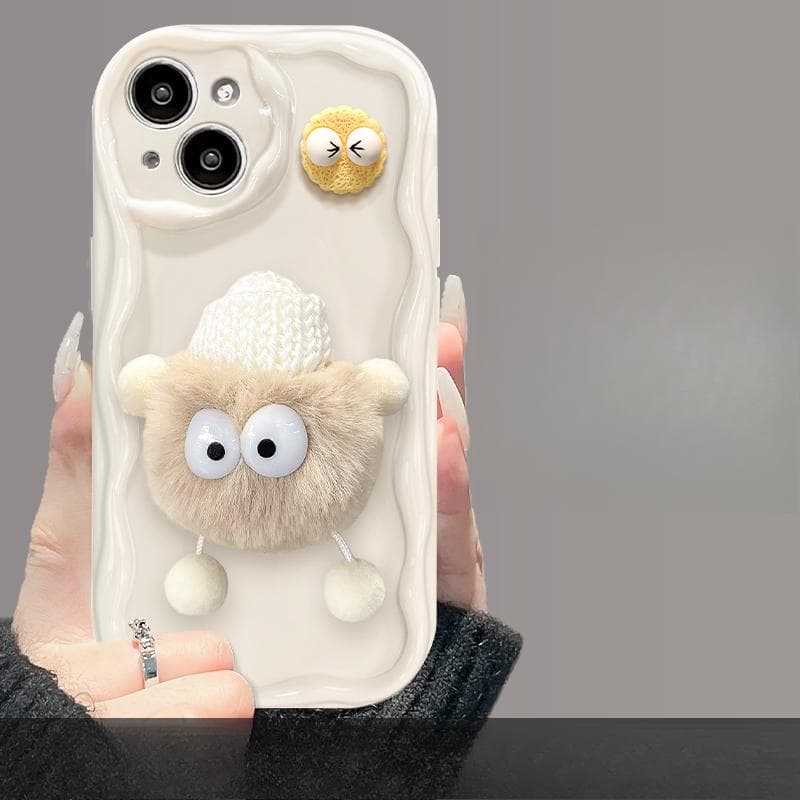 Applicable To Apple 15pro Mobile Phone Case IPhone 14/13 Plush Coal Ball Doll Lanyard 11/12 Silicone Xs/xr iPhone 6s Plus