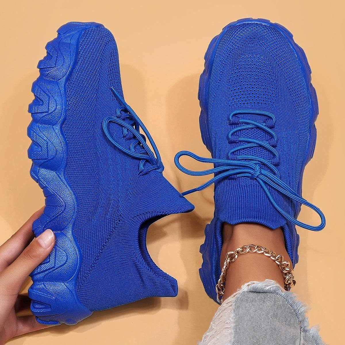 Platform White Shoes Women's New Ins Fashionable Autumn Versatile Muffin Lightweight Casual Sports Height Increasing Insole Women's Shoes 39 navy blue