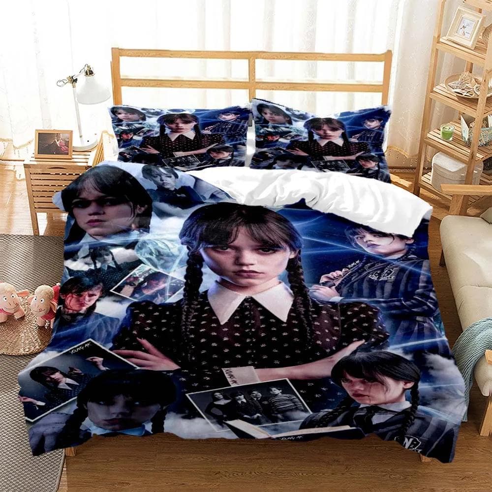Wednes day Addams American Dramas 3D printed bedding Queen bedding set Soft and comfortable customized King size bedding set 150x200cm 3pcs