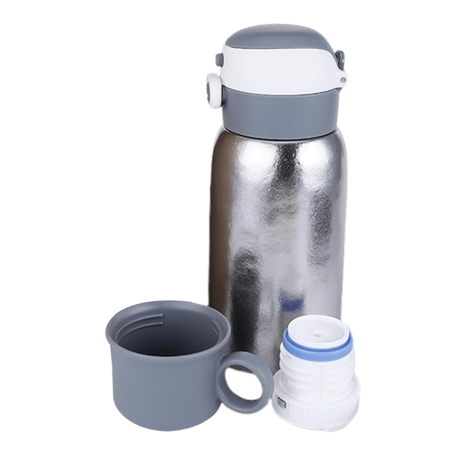 Titanium Water Bottle Insulated Water Bottle with Straw 600ml Double Insulated Ultra-Light Portable silver