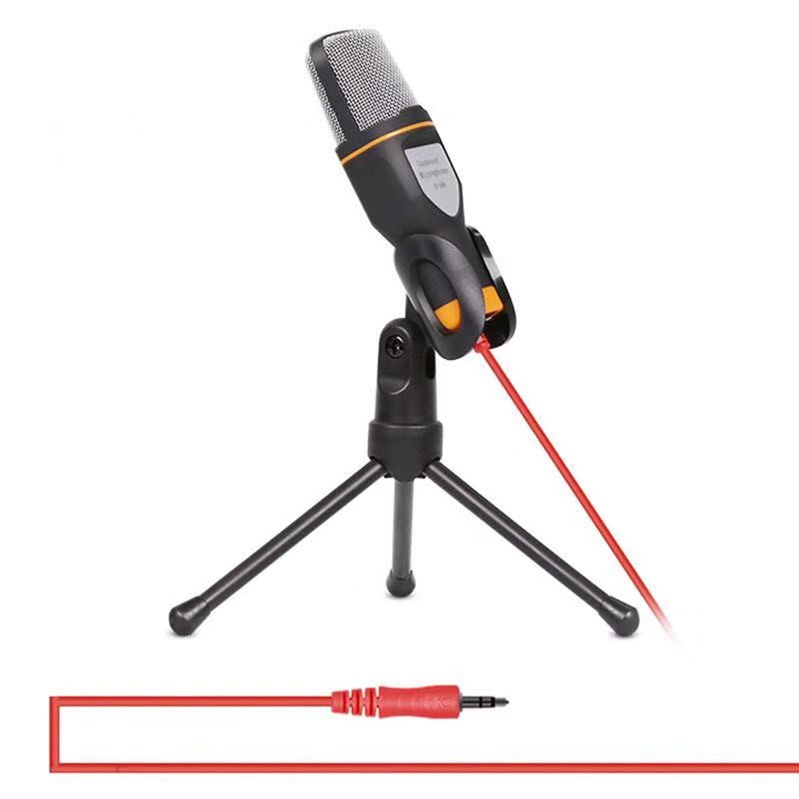 Condenser Microphone 3.5mm Plug Computer PC Microphone Omnidirectional Mic with Tripod Stand for black