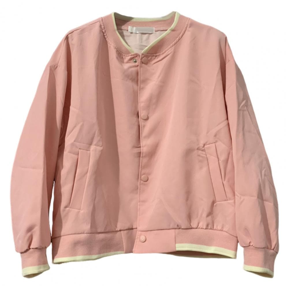 Fall Spring Women Jacket Stand Collar Solid Color Long Sleeves Single-breasted V Neck High Street Preppy Style Baseball Coat Loo M pink