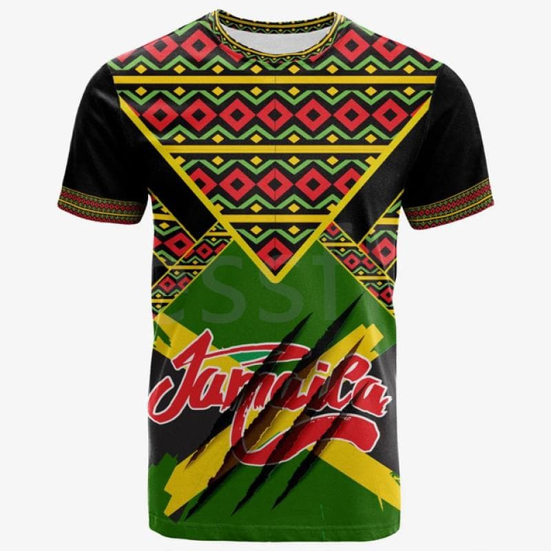 Tessffel Jamaica Lion Emblem Summer Fashion 3D Print Tops Tee Tshirt Men Women Short Sleeve T shirt Streetwear Style-4 6XL