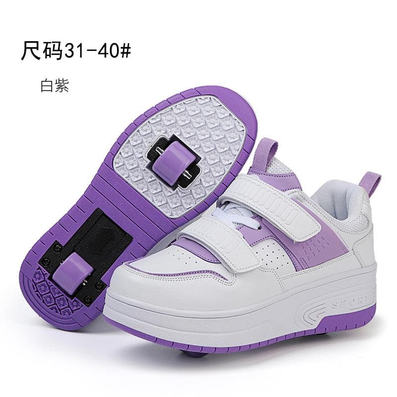 New Runaway Shoes Double Wheel Pulley Shoes Boys Children with Wheels Shoes Girls Skates Adult Deformation Shoes 40