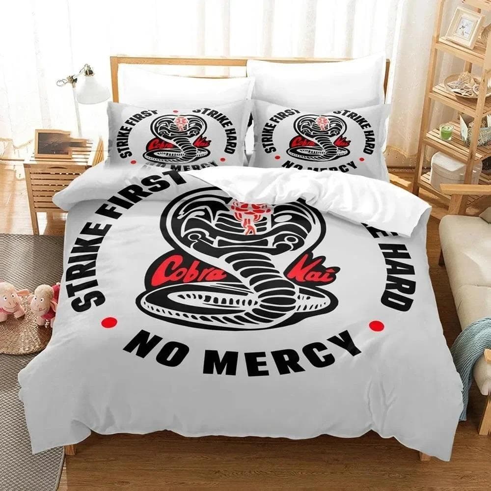 3D Print Cobra Kai Karate Bedding Set Duvet Cover Bed Set Quilt Cover Pillowcase Comforter king Queen Size Boys Adult Bedding AU Single 140x210cm