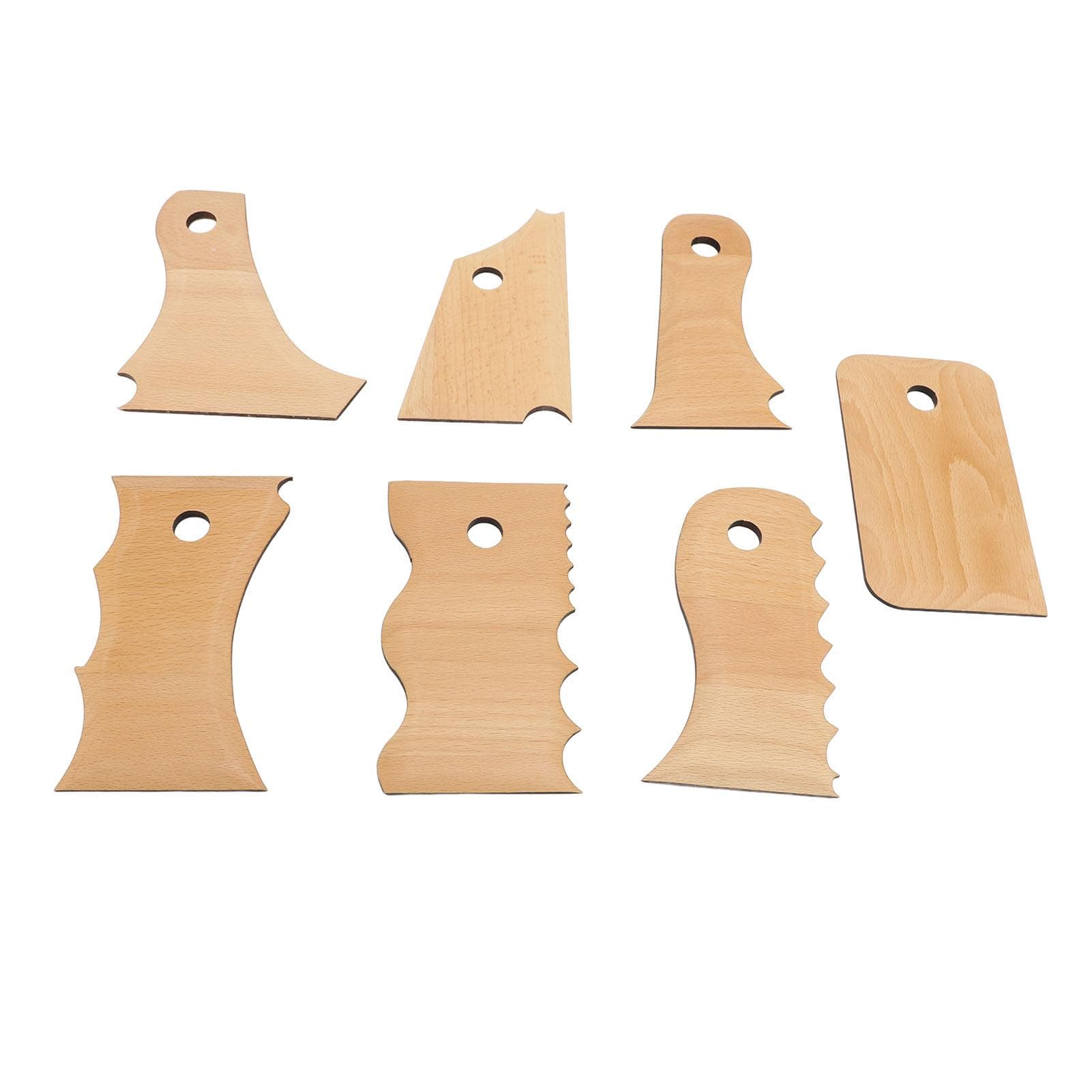 7PCS Pottery Foot Shaper Tools Multiple Shapes Beech Wood Rib Trimming Tool for Clay Crafting