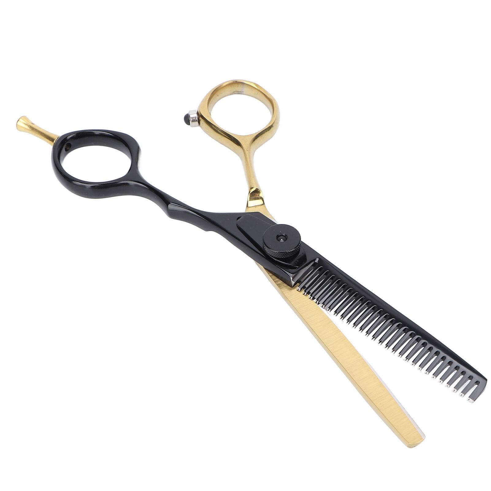 Hair Scissors Stainless Steel Portable Home Salon Hairdressing Scissors Black Gold 5.5 InchThinning