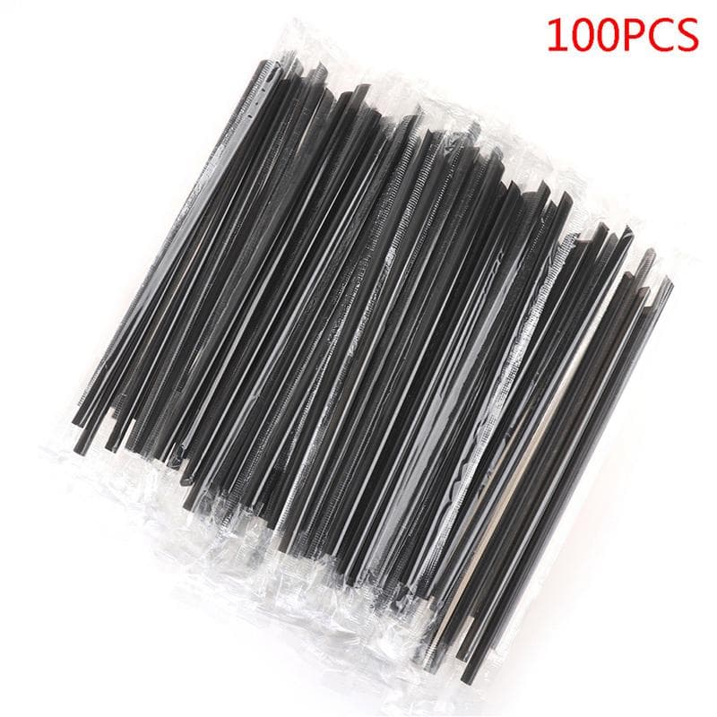 100Pc Clear Individually Wrapped Drinking Pp Straws Drinks Straws Party Supplies black
