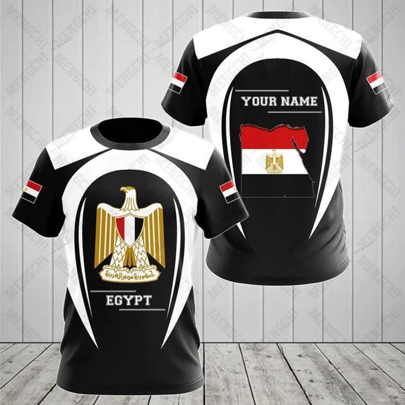 Egypt Flag & Coat of Arms Graphic Tee Summer Casual Pullover Men's Fashion O-neck T-shirts Boys Oversized Short Sleeve Tops XXS