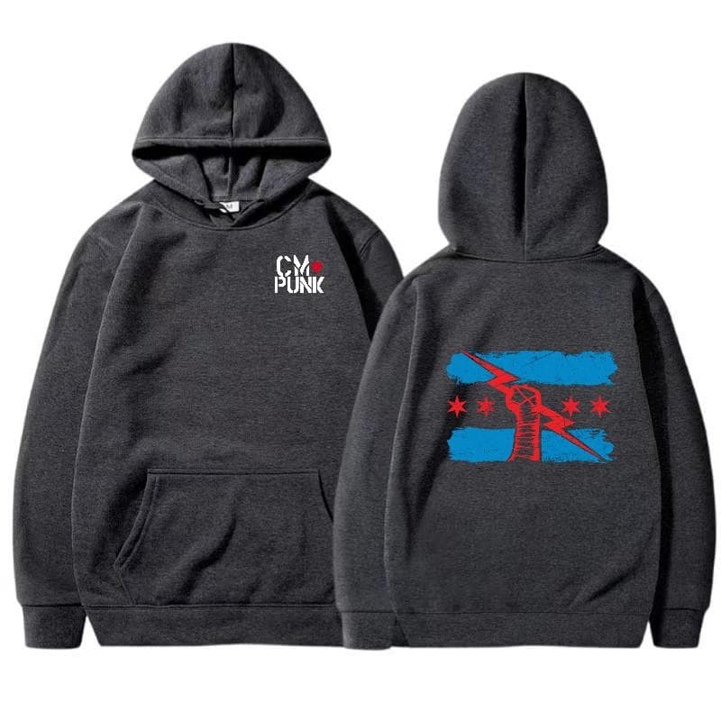 Autumn and Winter Famous Wrestler Returns to CM Punk Men's Solid Hoodie Print Street Sports Casual Top L