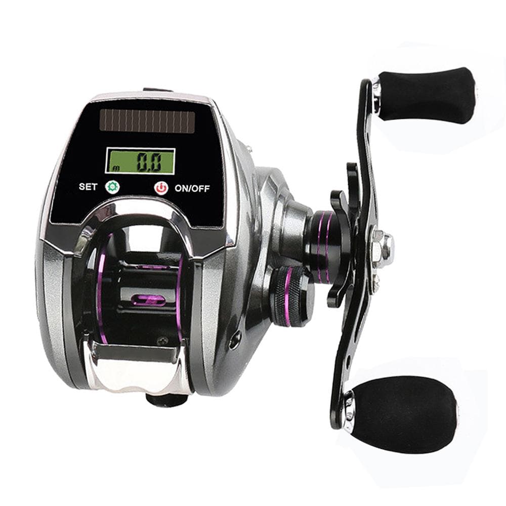 6+1BB 8.0:1 Ratio Digital Display Baitcasting Reel with Line Counter Solar Charging System High Right Hand