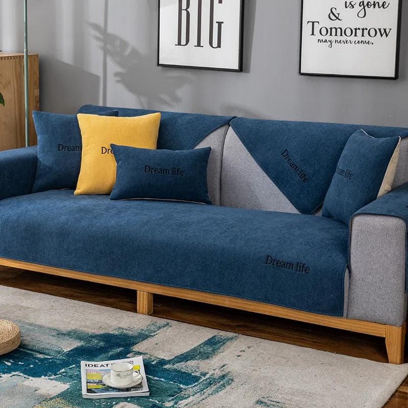 ModernEmbroidery Sofa Cover Northern Leather Universal Seat Cushion Non-slip Solid Color Couch Cover Sofa Towel Sofa Protection 70x70cm 1pcs