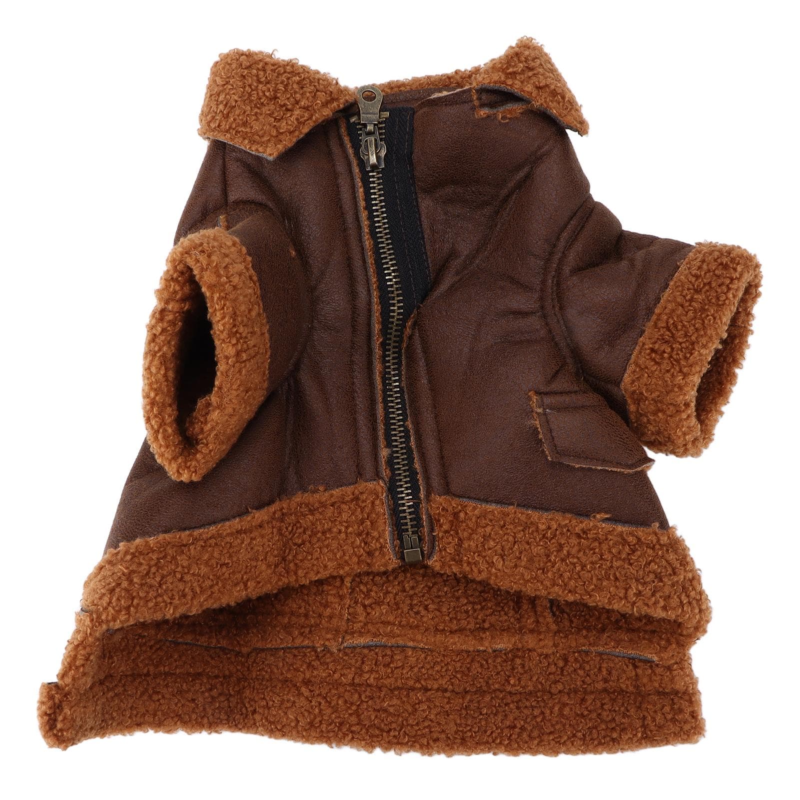 Dog Winter PU Leather Jacket Dog Four Feet Thickened Zipper Jacket for Small Medium Large Dogs and S(for 2-4kg)