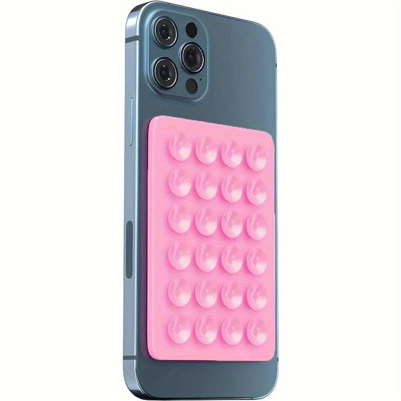 Silicone Suction Phone Holder Mat Multifunctional Suction Cup Wall Stand Square Anti-Slip Single-Sided Case Mount Back Sticker pink