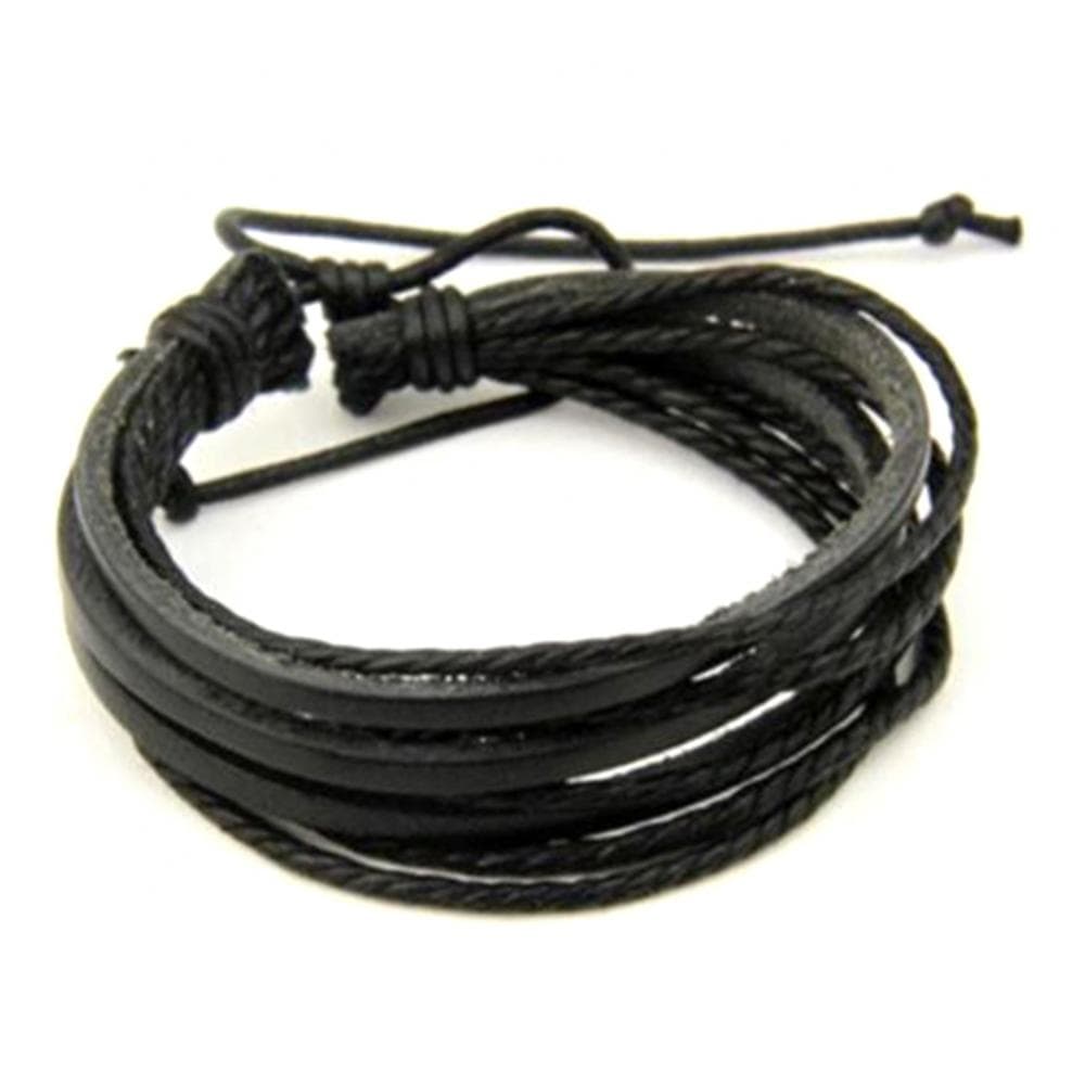 Vintage Men's Women's Faux Leather Multilayer Bracelet Bangle Wristband Jewelry