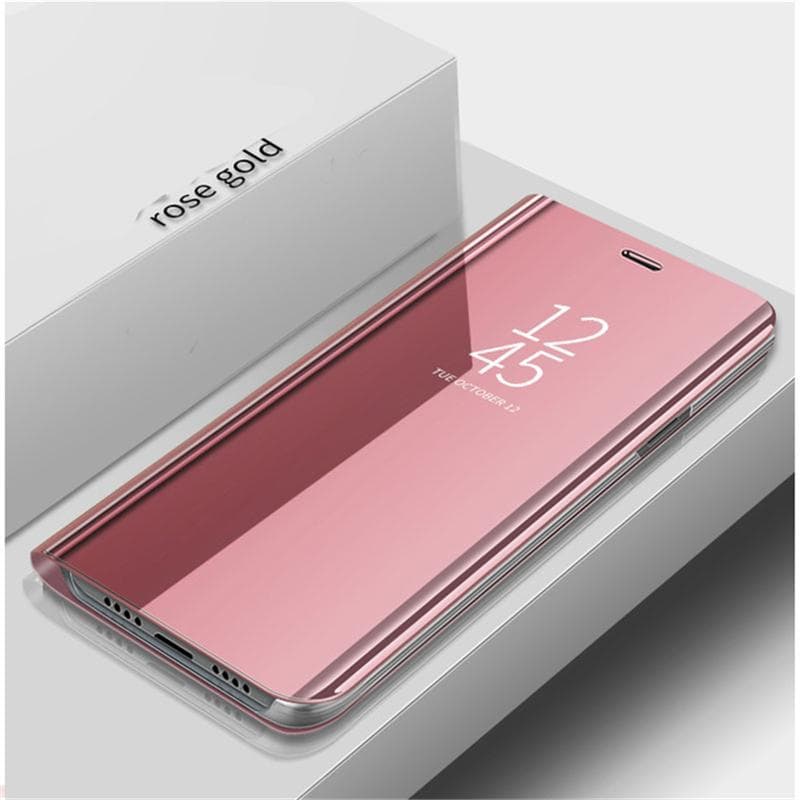 Luxury Mirror Flip Leather Phone Case For iPhone 14 13 12 11 Pro Max X XR XS Max 8 7 6s 6 Plus Clear View Book Stand Cover iPhone 14 Pro Max rose gold
