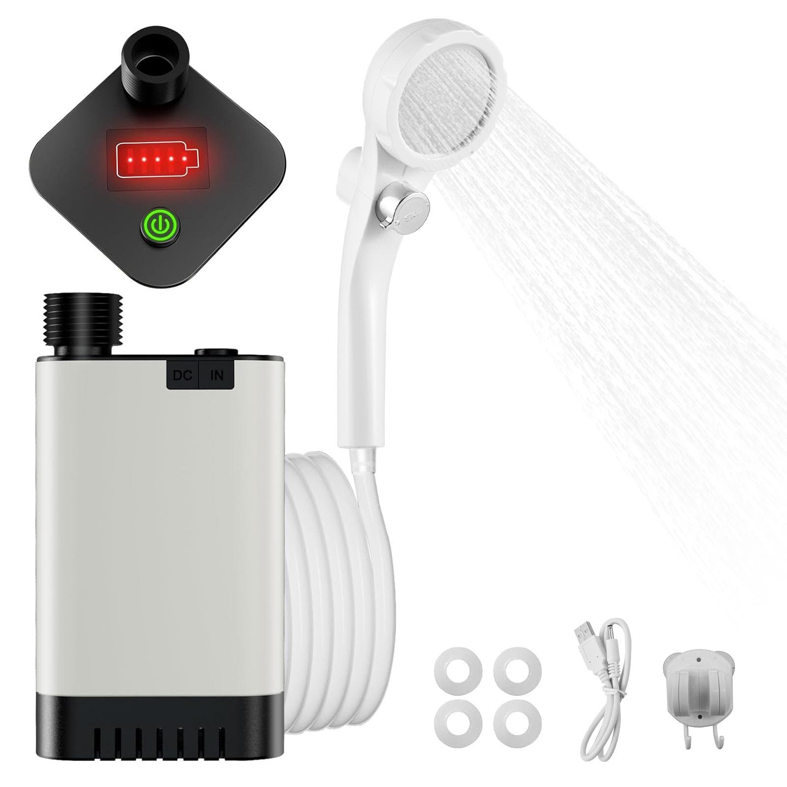 Portable Shower Electric Camping Shower with Stepless Waterflow Adjustment LED Power Digital