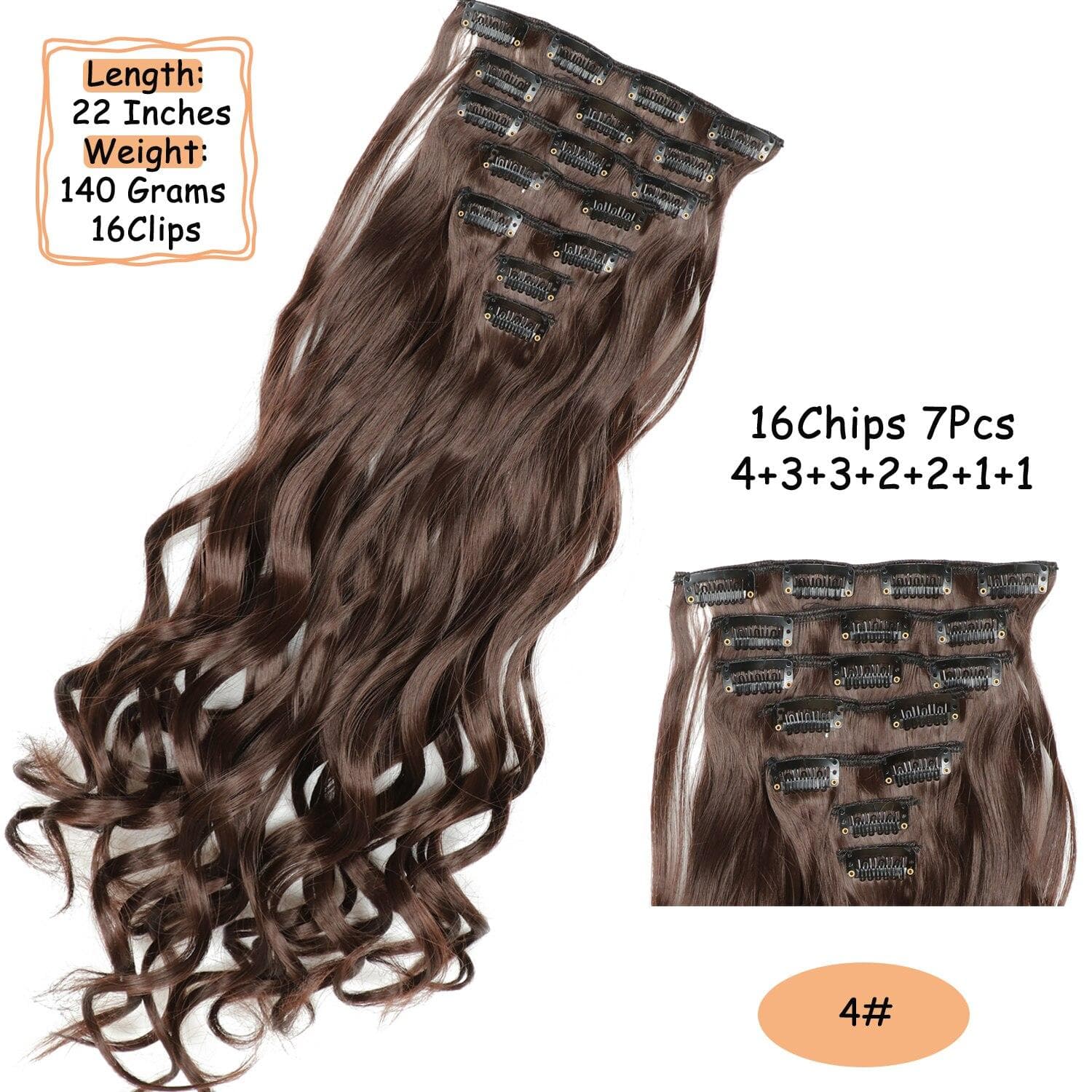 MISSQUEEN 16 Clips 24 Inch Synthetic Long Curly Hair Hairpiece Heat Resistant Hair Extension Clips In Ombre Black Brown Blonde Women 24inches&China
