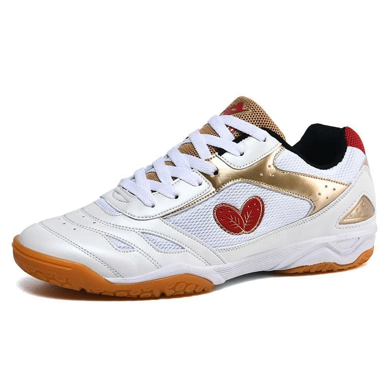 Men Women Non-slip Breathable Table Tennis Shoes Outdoor Walking Sports Training Sneakers Wear-Resistant Professional Sport Shoe 39 white gold