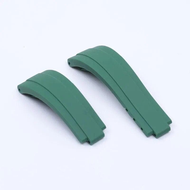 20mm Adjustable Watchband For Rolex Strap For DAYTONA SUBMARINER GMT Yacht-Master OYSTERFLEX Glidelock Rubber Watch Band Logo & No Buckle-20mm green