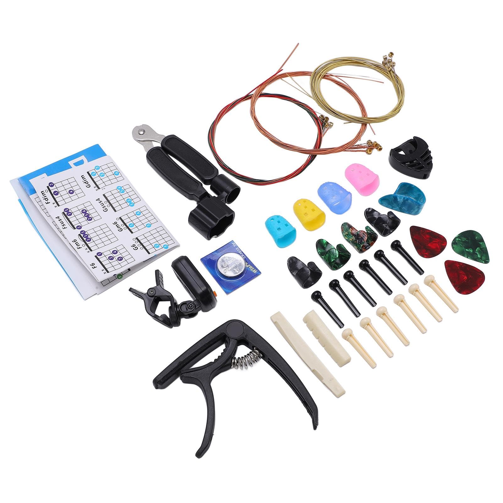 Guitar Accessories Kit Include Guitars Strings Tuner 3 in 1 String Changer Bridge Pin