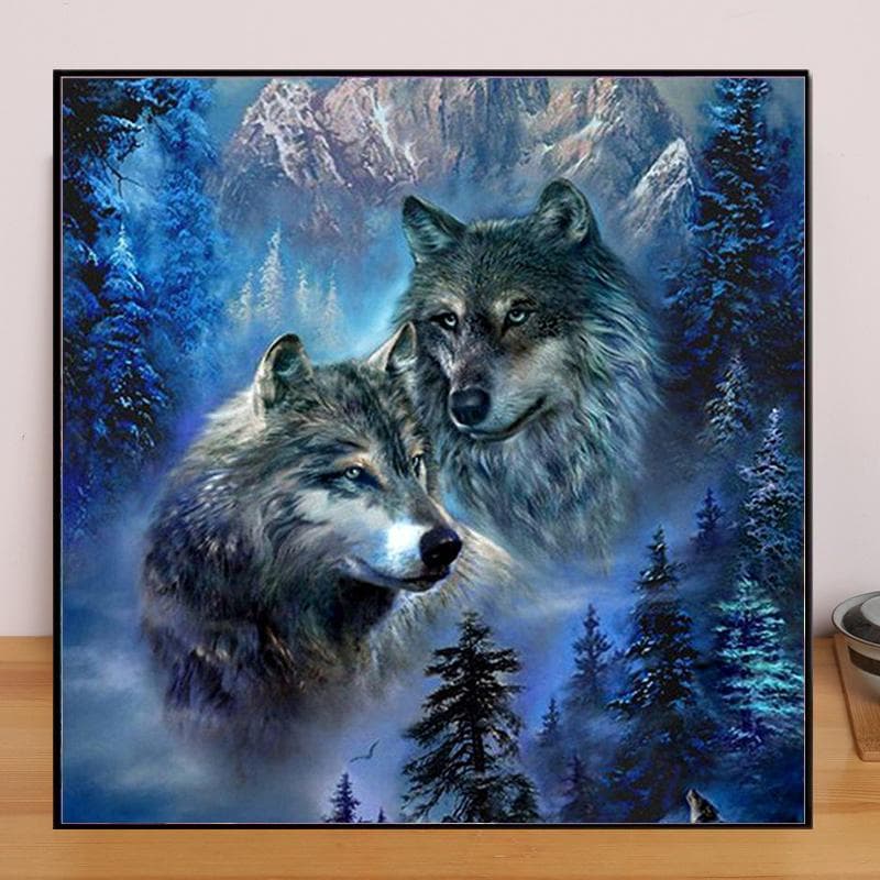Landscape DIY 5D Diamond Painting Forest Wolf Diamond Embroidery Full Lay Anime Cross Stitch Kits Home Decor Handmade Gift Round 25x25cm