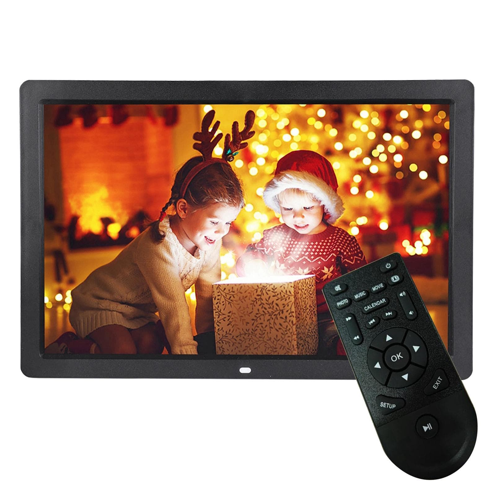 17Inch 1440*900HD Digital Photo Picture Frame Alarm Clock Player Album Remote Control Black EU Plug black