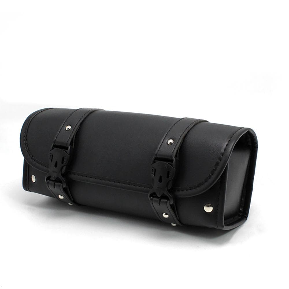 Motorcycle Tools Bag Retro Barrel Shape Motorcycle Front Bag Black Waterproof Saddlebags Motorcycle black