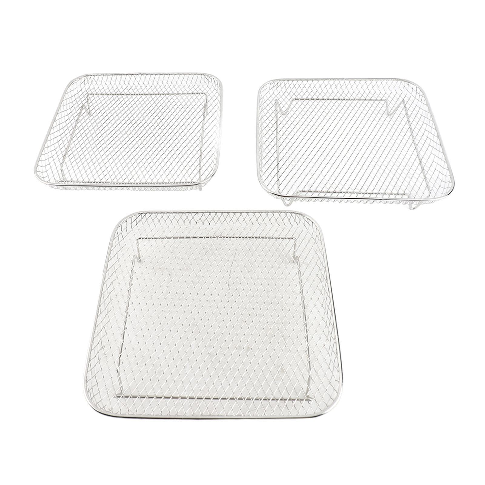 3 Layer Square Fryer Rack Dishwasher Safe SUS304 Stainless Steel Fryer Grilling Rack Accessory L(for 6.5-9kg)