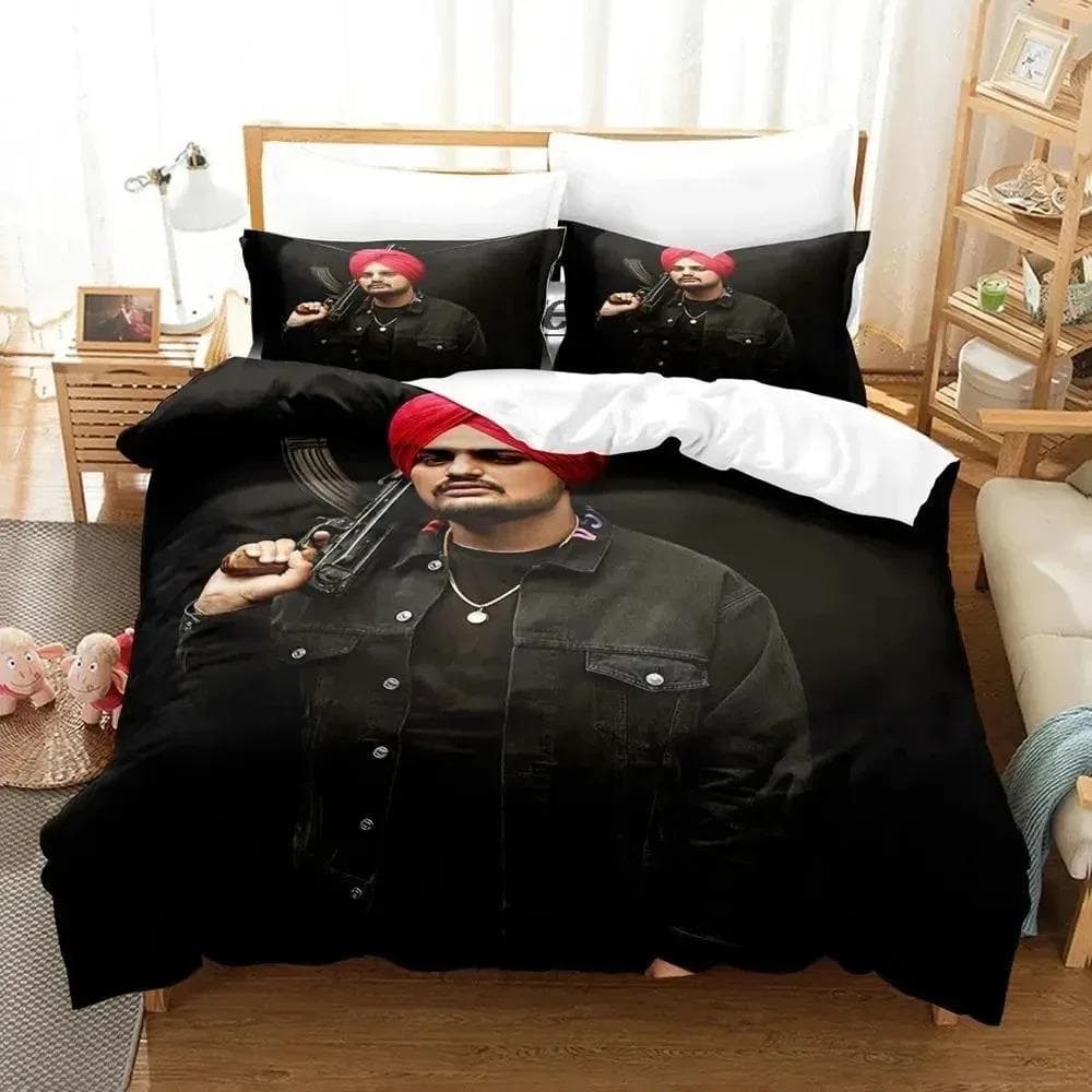 3D Print Sidhu Moose Wala Bedding Set Duvet Cover Bed Set Quilt Cover Pillowcase Comforter king Queen Size Boys Adult 70x133cm 2pcs